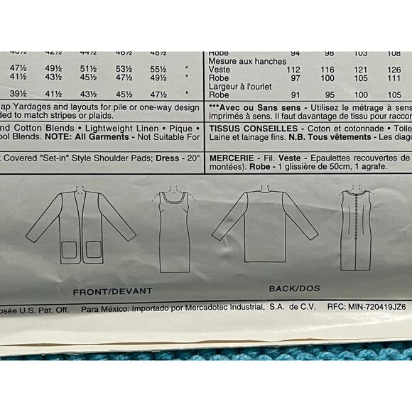 McCalls 8021 Sewing pattern fitted dress oversized blazer size 16 18 20 22 - Picture 6 of 6